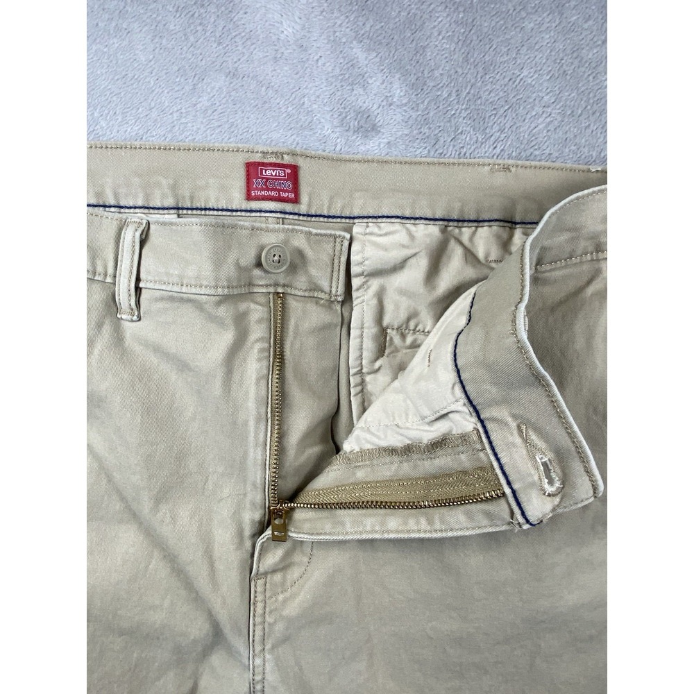 Levis XX Chino Pants Mens 38x30 Khaki Standard Taper WaterLess Casual Workwear - Picture 5 of 12